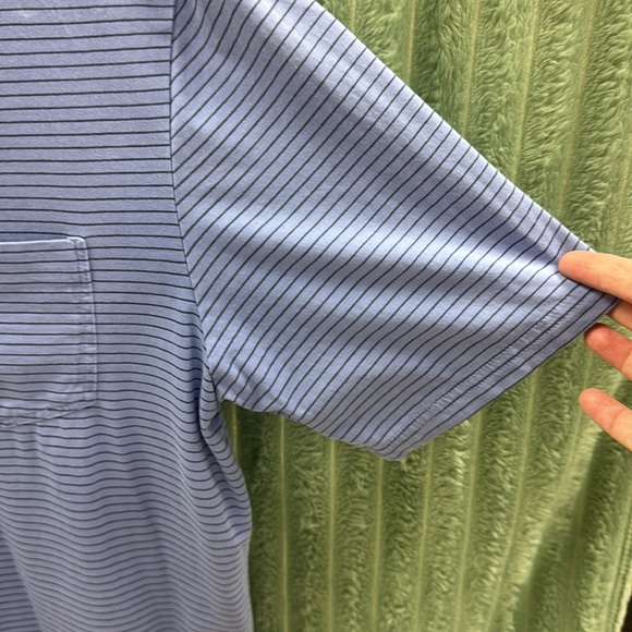 Johnnie-O Mens Cotton Polo, Light Blue & Navy Stripe size Small - Picture 4 of 6
